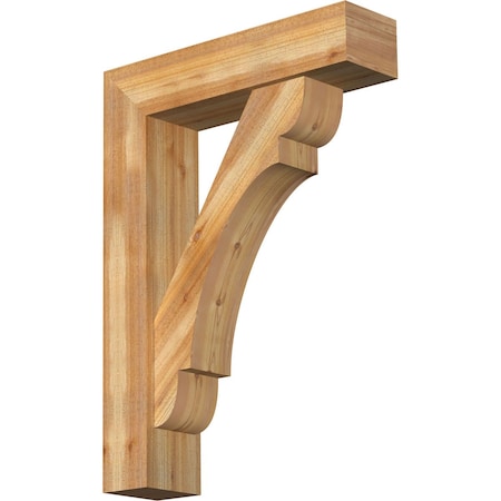 Ekena Millwork Olympic Block Rough Sawn Bracket w/ Offset Brace, Western Red Cedar, 8"W x 32"D x 44"H BKT0806X32X44OLY05RWR